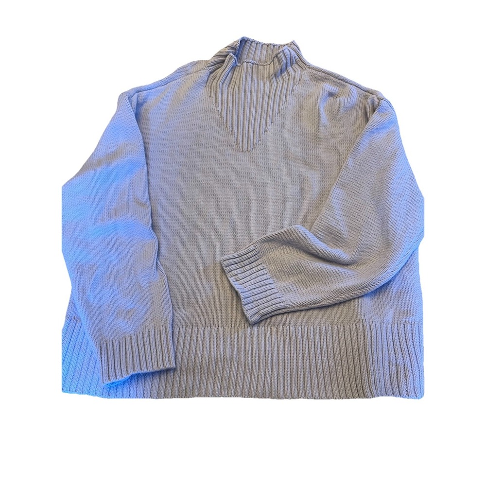 Haven Well Within Womens XXL Gray Chunky Knit Mock Turtleneck Sweater EUC